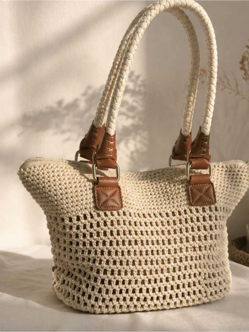 THE SAK Cream Crochet Shoulder Bag